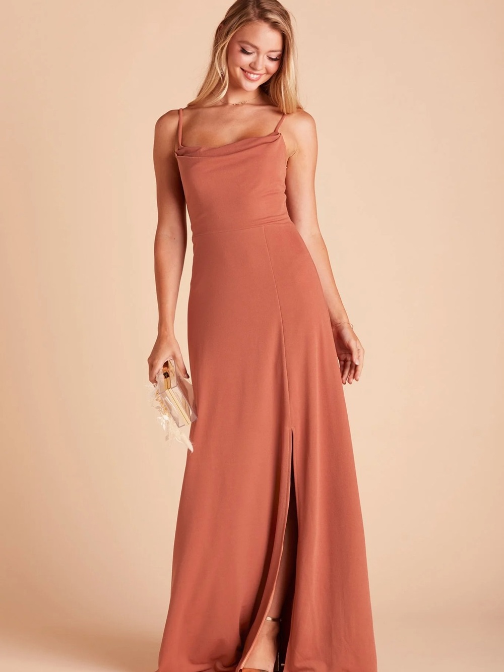 Birdy Grey Terracotta Ash Crepe Side Slit Maxi Dress Size S - Altered